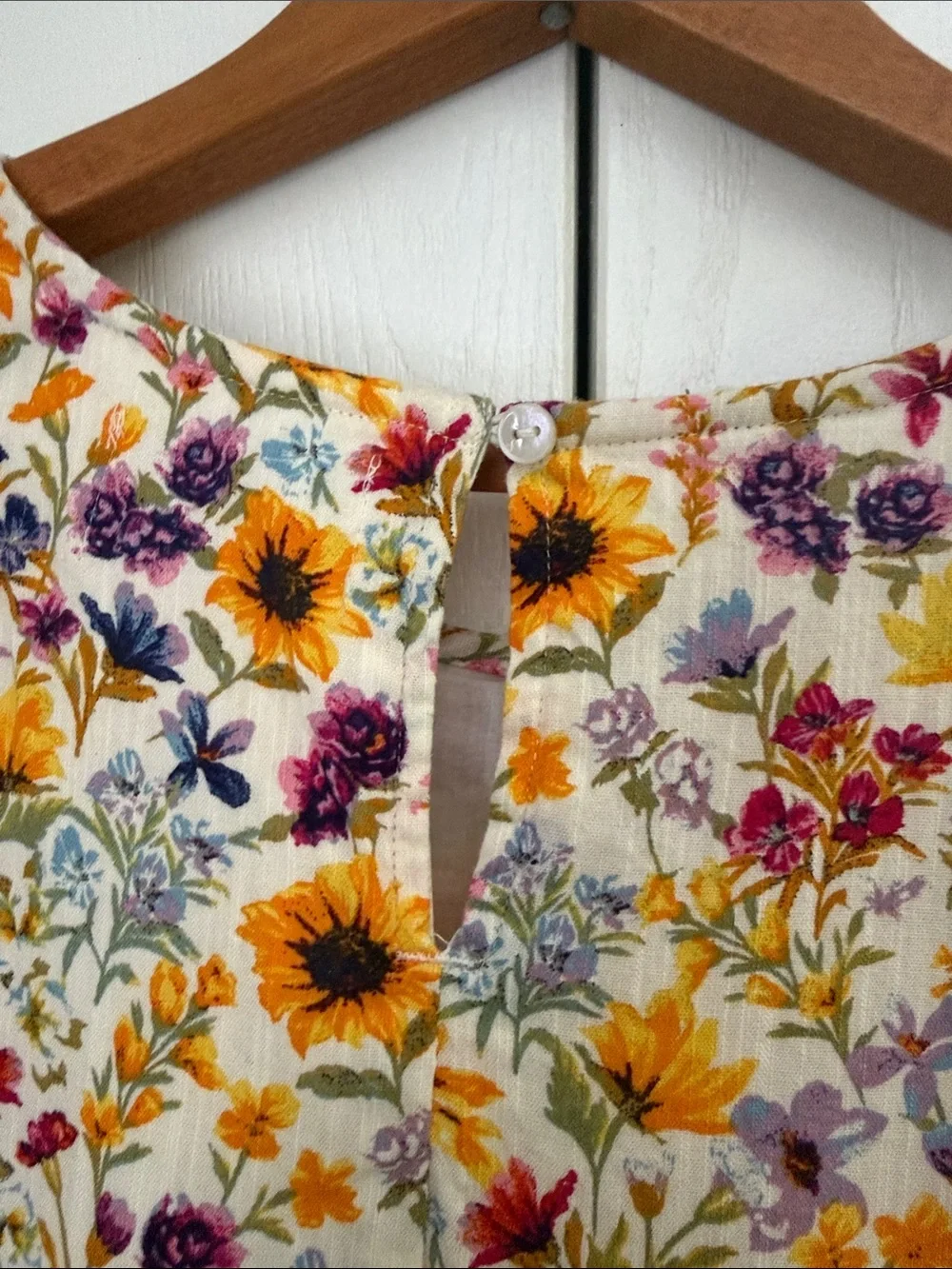 Old Navy Girls Wildflower White Floral Sunflower Print Dress Sz 14-16